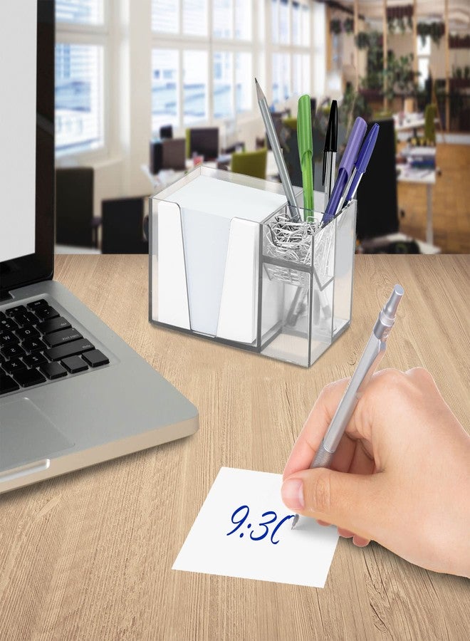 Acrimet Desktop Organizer Pencil, Pen, Paper, Clip, Caddy Holder (Plastic) (White Paper Included) (Clear Crystal Color) - Image 4