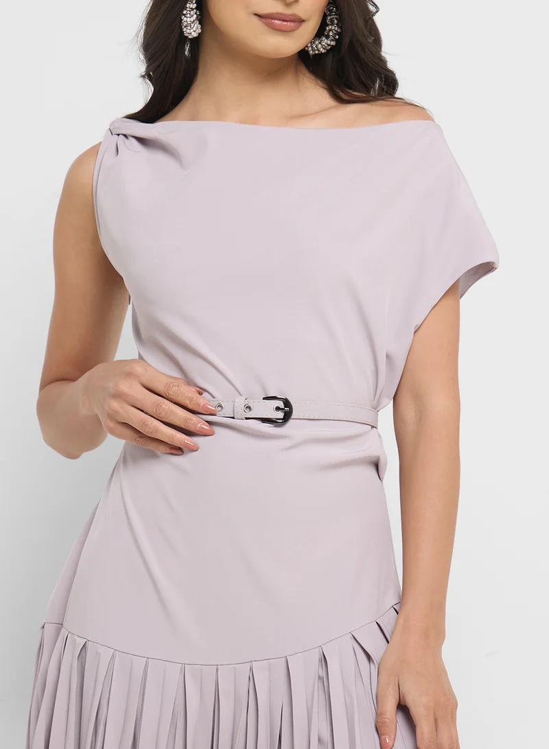 ELLA Pleated Belted Dress