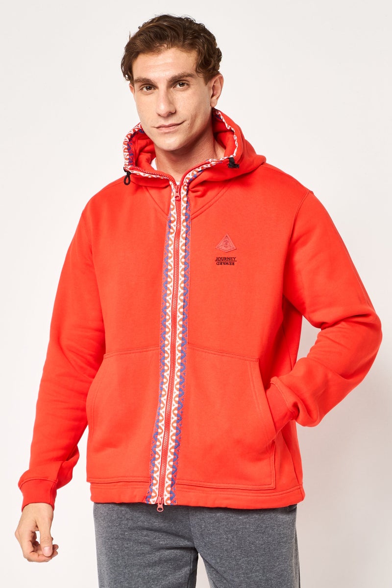 Nike Men Loose Fit Long Sleeve Basketball Full Zip Hoodie, Red - Image 1