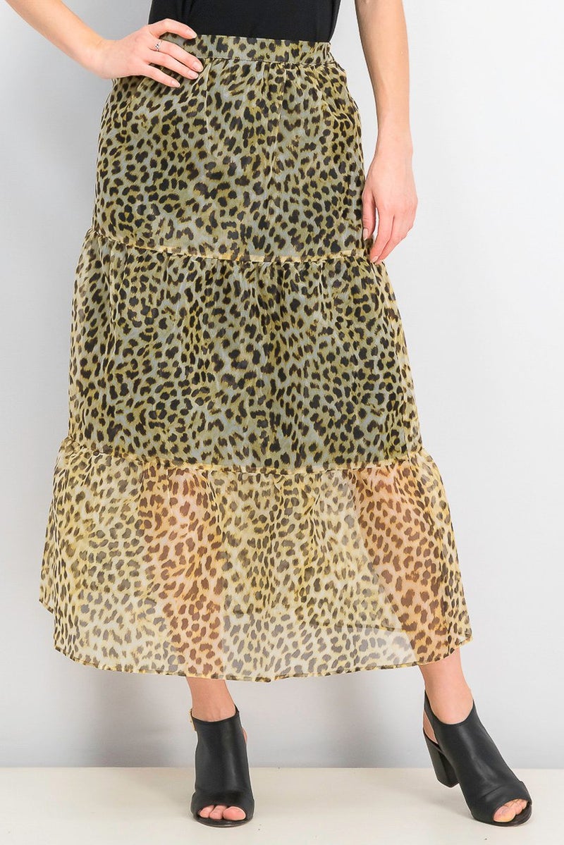 TOPSHOP Women Regular Fit Printed Maxi Skirt, Dark Yellow and Black - Image 1