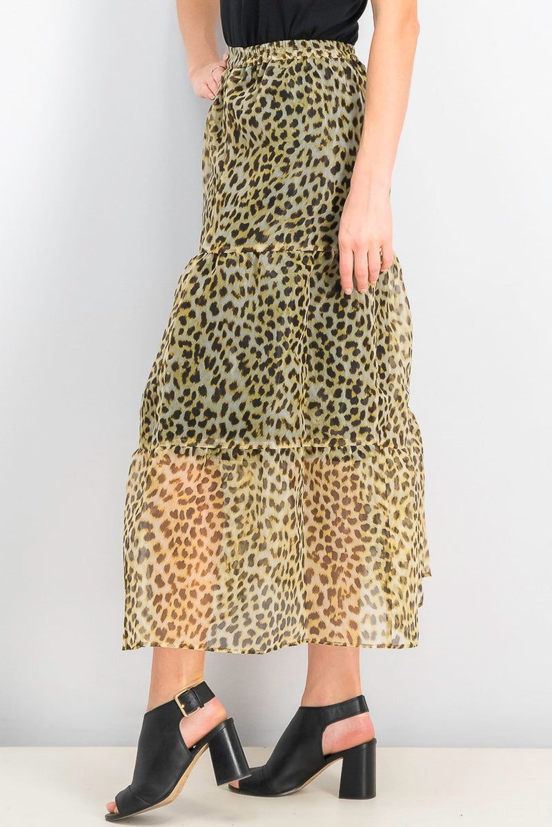 TOPSHOP Women Regular Fit Printed Maxi Skirt, Dark Yellow and Black - Image 4
