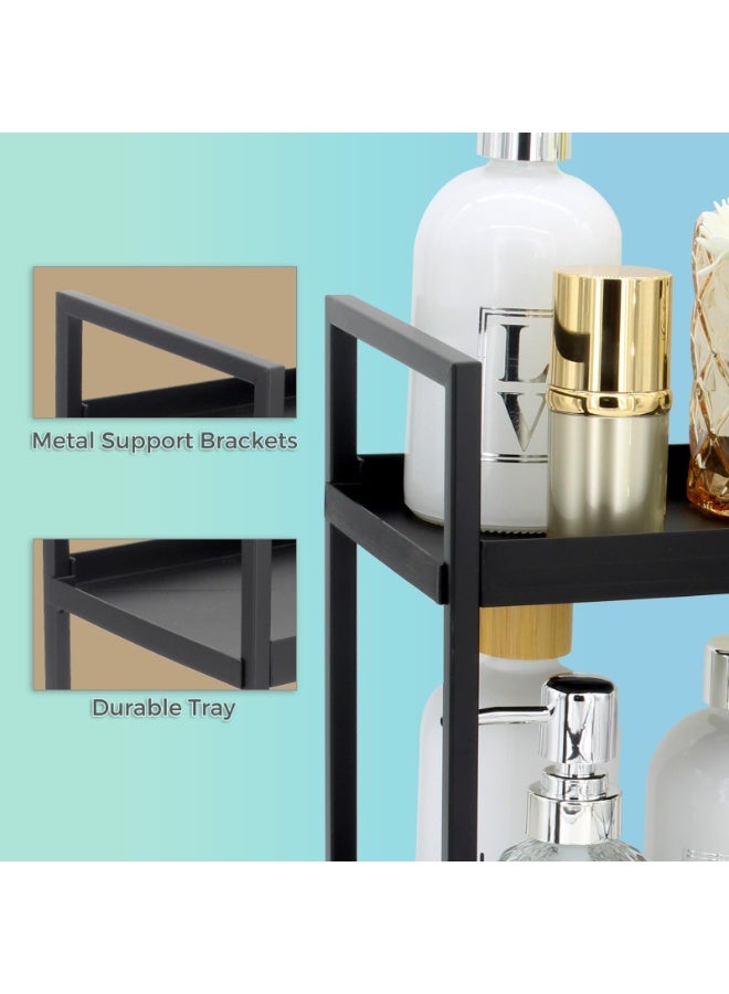كيلا منظم سطح عمل مزدوج الطبقات للحمام - رف منظم مستحضرات التجميل ورف تخزين لغرف النوم والمكاتب ومنضدات المطبخ وتحت الأحواض (أسود) - Image 5