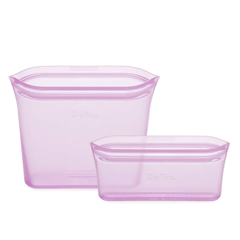 Zip Top Reusable Food Storage Bags | 2 Bag Set [Lavender] | Silicone Meal Prep Container | Microwave  Dishwasher and Freezer Safe | Made in the USA - Image 2