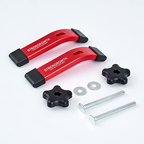STRONGROWTH T track Hold Down Clamps - Double Cut Profile Universal T-Track Clamps, 6-3/8"L x 1-1/4"W -Woodworking and t slot clamp - Fine Sandblast Anodized - Red Color-2PK - Image 2
