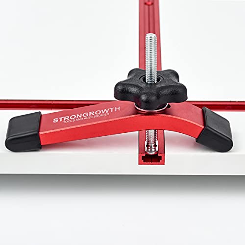 STRONGROWTH T track Hold Down Clamps - Double Cut Profile Universal T-Track Clamps, 6-3/8"L x 1-1/4"W -Woodworking and t slot clamp - Fine Sandblast Anodized - Red Color-2PK - Image 5