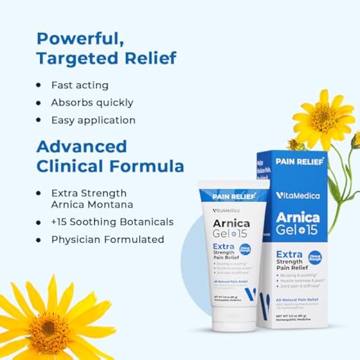 VitaMedica Arnica Gel Plus 15 Healing Plant Compounds, Extra Strength Formula for Bruising, All-Natural Plant-Based Topical Gel - Image 3