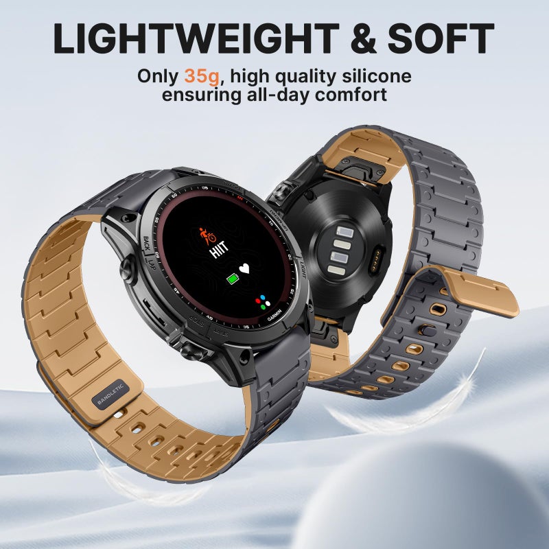 Bandletic سوار Bandletic متوافق مع Garmin Fenix 6X/7X، سوار ساعة مغناطيسي ناعم من السيليكون بحجم 26 مم بديل لـ Fenix 8 51 مم/7X 6X Pro/5X Plus/3/Instinct 2X/Enduro/Tactix/Descent MK2i الذكية - Image 5