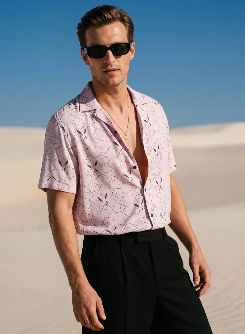 تيزهوميا Mythikaya Droplets Cuban Collar Shirt – Abstract Print