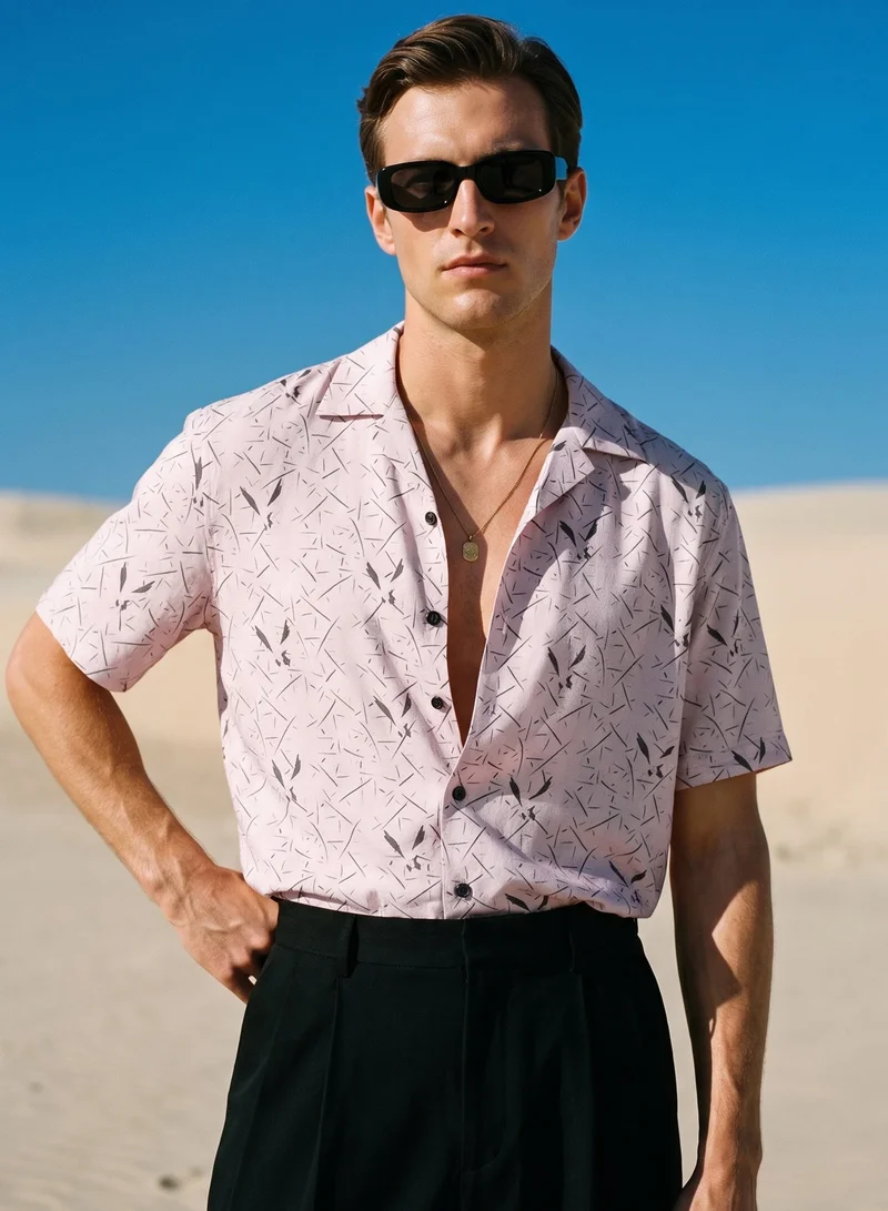 تيزهوميا Mythikaya Droplets Cuban Collar Shirt – Abstract Print