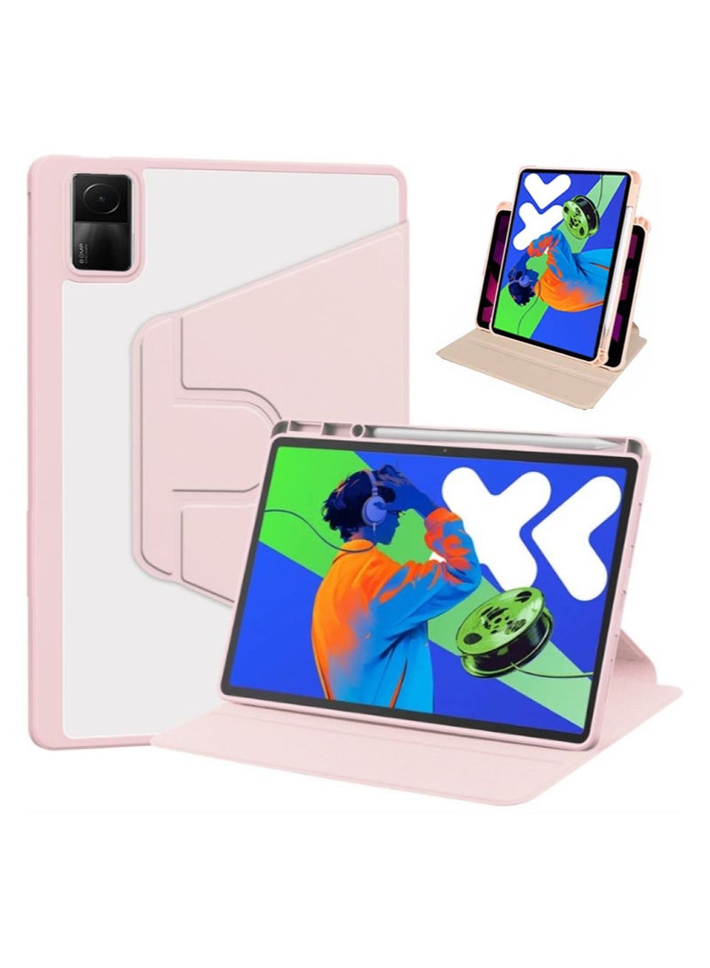 حالة لـ Xiaomi Redmi Pad SE 11 بوصة ، حالة حماية اللوح ، تصميم الدوار 360 درجة ، إيقاظ / نوم تلقائي ، جلد ناعم ، وردي - Image 1
