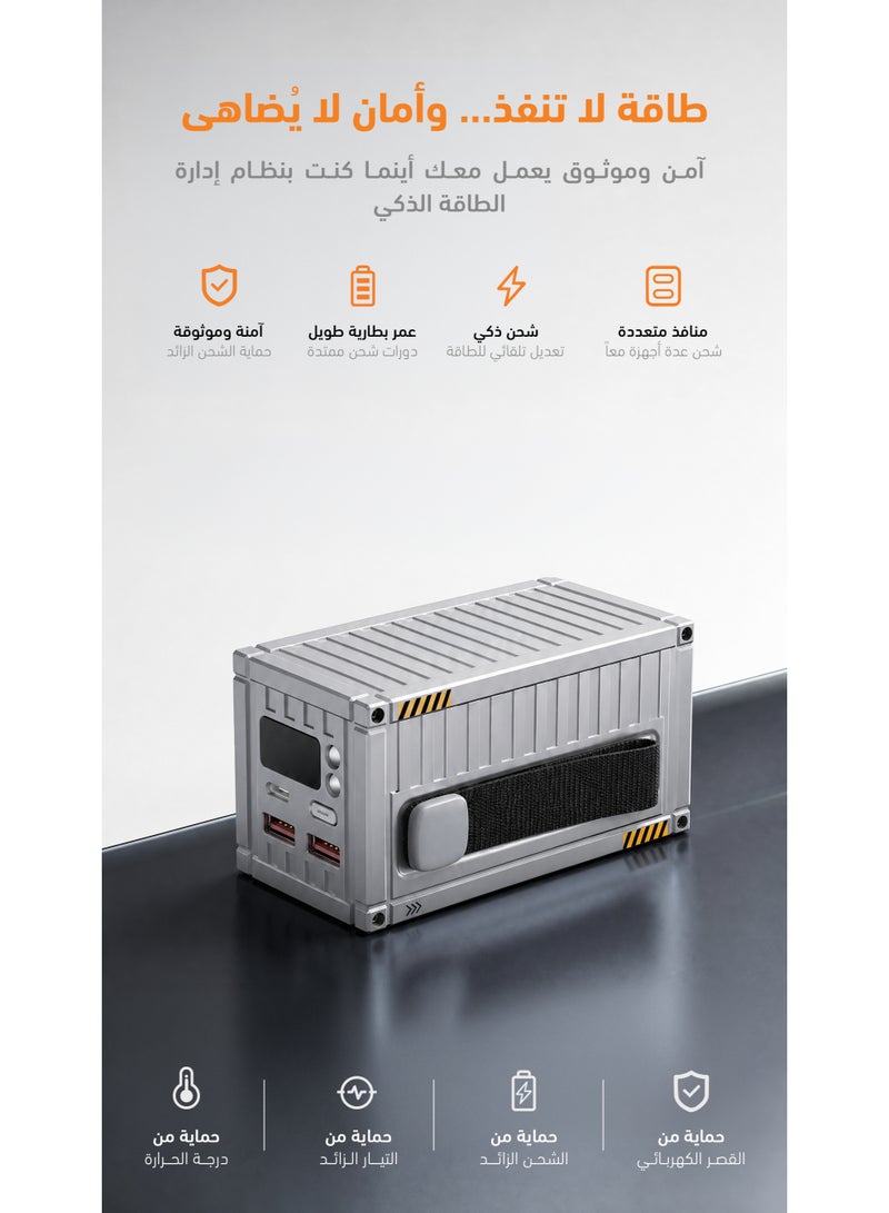 وبو شاحن متنقل container باللون الفضي بسعة 20,000 ملي أمبير - Image 3