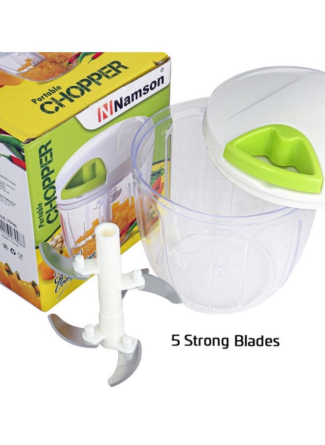 NAMSON - Pull Vegetable Chopper Salad Maker |Onion Chopper Na-7998 | 3 Blades | Easy To Clean & Use | Pull To Operate | Spinner - Image 1