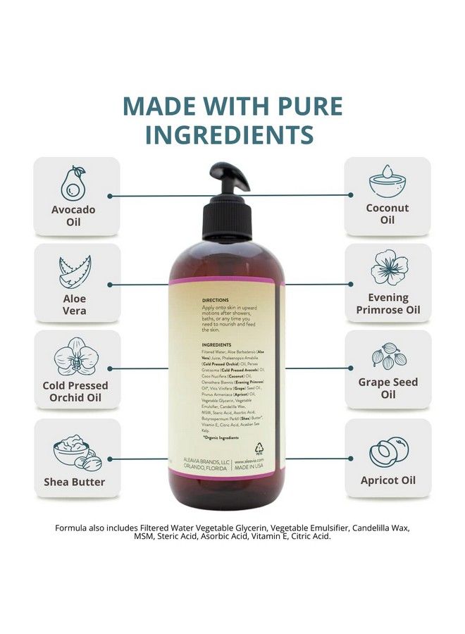 Aleavia Orchid Prebiotic Body Lotion Lightly Scented Allnatural Moisturizing Body Lotion With Organic Essential Oils For Soft Smooth Skin 12 Oz - Image 4