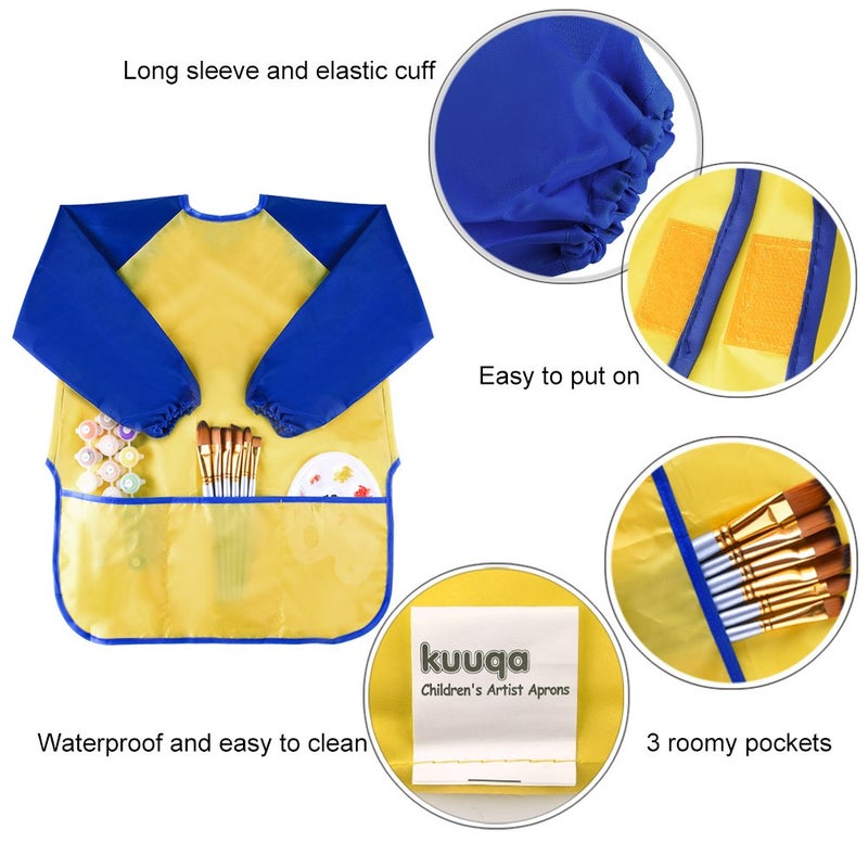 KUUQA Childrens Kids Toddler Waterproof Play Apron Art Smock with 3 Roomy Pockets - Painting, Baking, Feeding Smock - Age 2-4 years (Paints and Brushes not included) - Image 4
