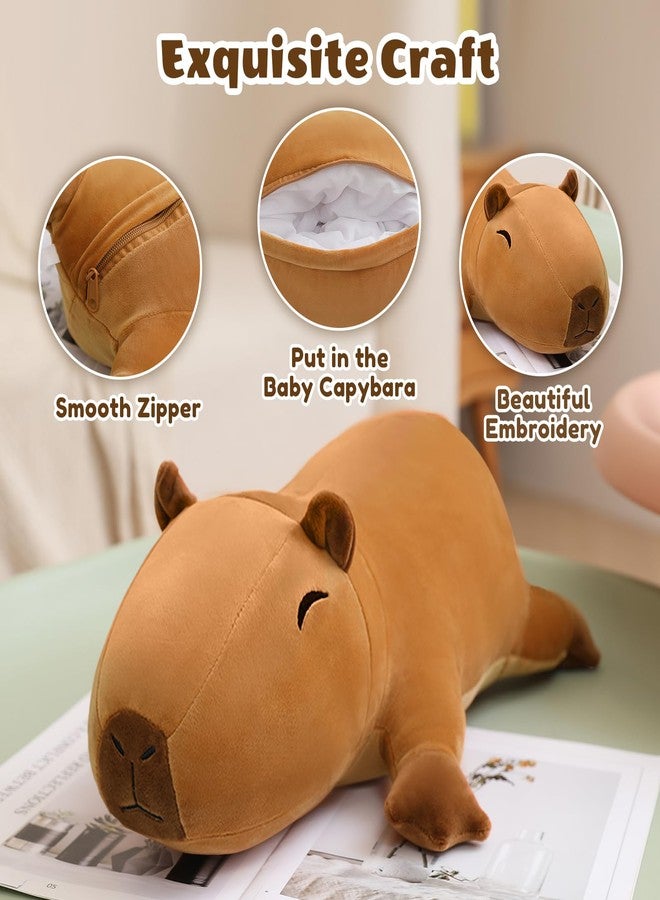 SQEQE Stuffed Capybara Plush - Cute Capybara Mommy with 4 Babies Surprise Soft Capybara Animal Toy Christmas, Valentine's, Birthday Gifts Ideal for Boys and Girls - Image 5