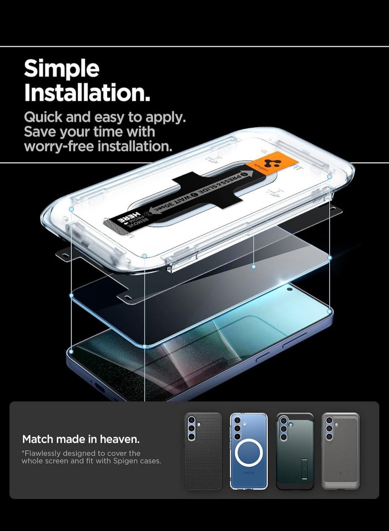 Spigen GLAStR EZ Fit PRIVACY for Samsung Galaxy S24 / Galaxy S25 Privacy Screen Protector [2 PACK] Tempered Glass with Easy Install Tray - Image 4