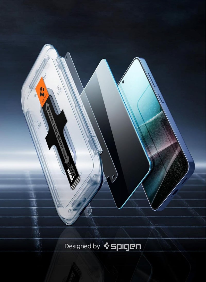 Spigen GLAStR EZ Fit PRIVACY for Samsung Galaxy S24 / Galaxy S25 Privacy Screen Protector [2 PACK] Tempered Glass with Easy Install Tray - Image 3