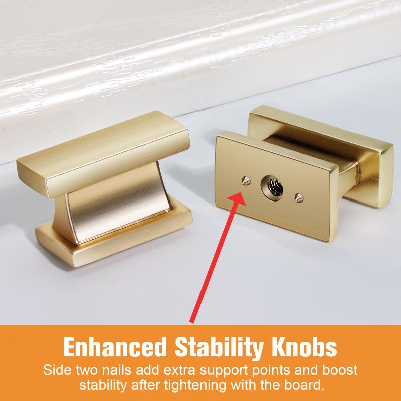 VEHCIL 10 Pack Square Brushed Gold Cabinet Knobs,Single Hole Cabinet Handles Gold Knobs for Cabinets and Drawers Cupboard Closet Bathroom Dresser Hardware,Solid Zinc Alloy - Image 4