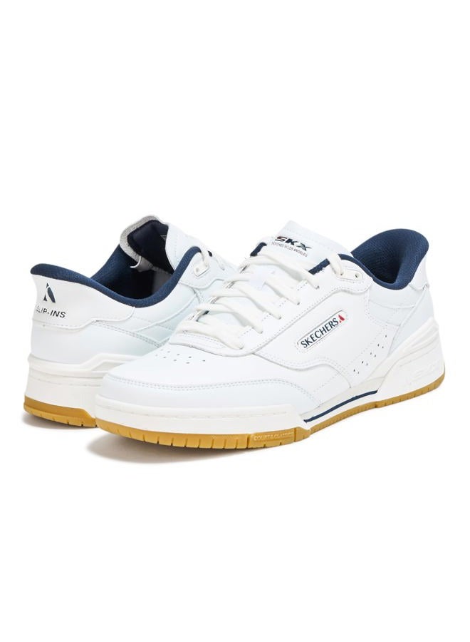 SKECHERS Men's Recoil Hands Free Slip-ins Sneaker, White/Navy, 45.5 EU - Image 3