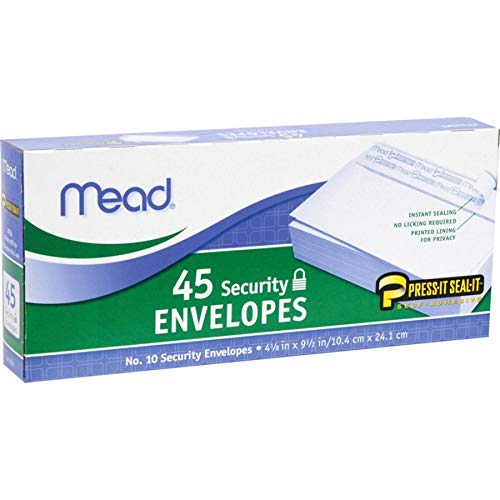 Mead #10 Envelopes, Security Printed Lining for Privacy, Press-It Seal-It Self Adhesive Closure, All-Purpose 20-lb Paper, 4-1/8" x 9-1/2", White, 45 per Box (75026) - Image 4