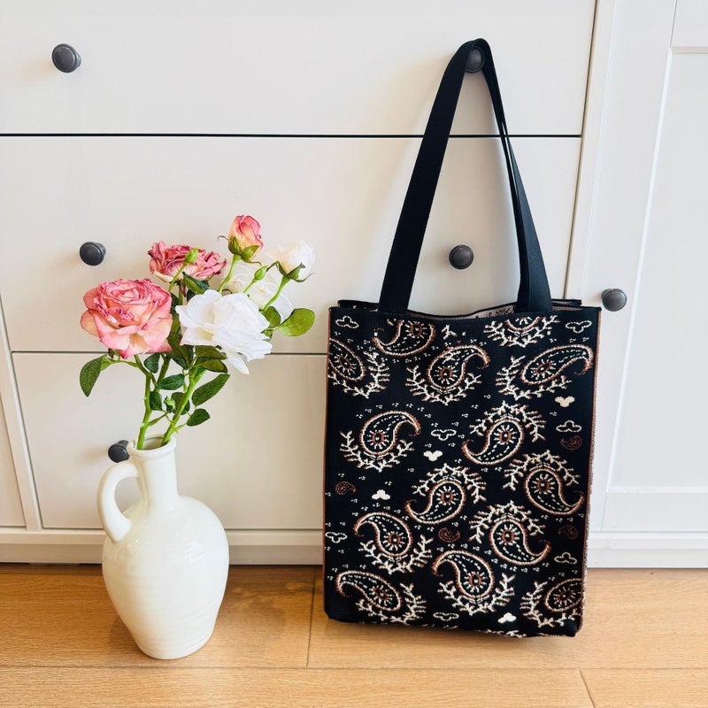 Ethnic Style Design Almond Flower Element Knitted Shoulder Bag For Women Versatile Travel Portable Large Capacity Shoulder Bag Trendy - Image 1