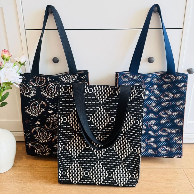 Ethnic Style Design Almond Flower Element Knitted Shoulder Bag For Women Versatile Travel Portable Large Capacity Shoulder Bag Trendy - Image 5