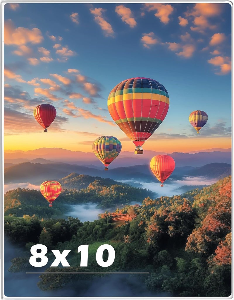 Wbtran إطار صور أكريليك 8 × 10، إطار صور شفاف أفقي/عمودي للحائط بشريط لاصق، إطار صور معلق عائم بدون حفر بدون إطار، حامل لافتات مثبت على الحائط 8x10 للمنزل والمدرسة والمكتب - Image 1