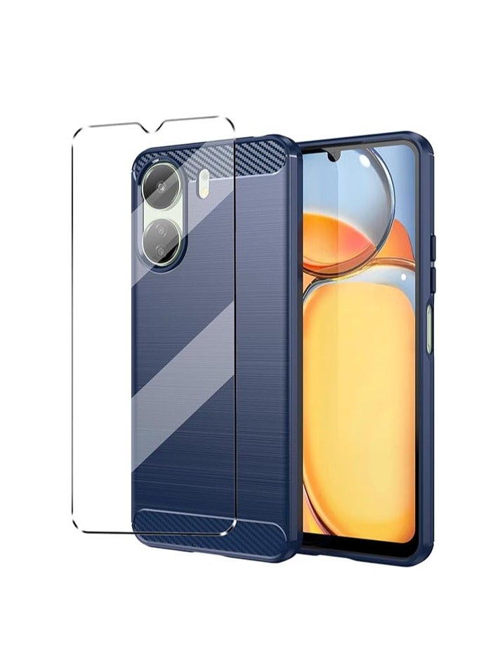 general Tempered Glass Case 1pcs compatible with Xiaomi Redmi Poco C65 Film, Silicone Shockproof Compatible Xiaomi Redmi Poco C65 Tempered Glass Protective Film Phone Case - Image 1