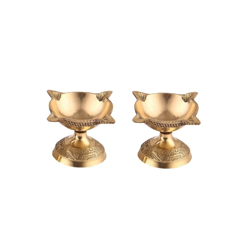 TORPPEZA Brass 4 Face Diya for Mandir Diwali Festival Oil Lamp Charmukhi Design for Daily Puja Temple Lighting Traditional Brass Lamp - Image 2