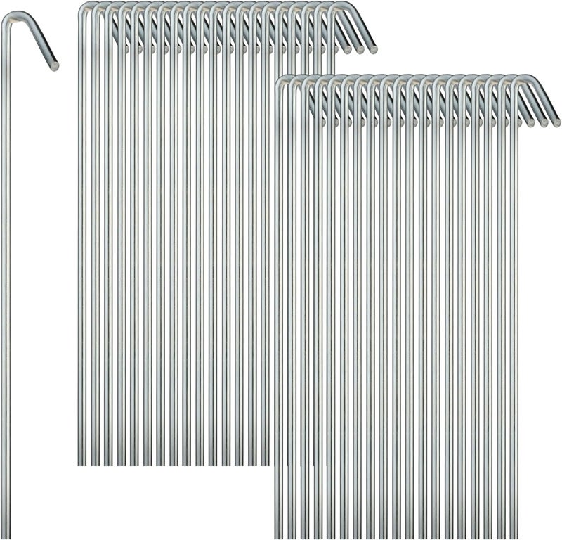 Ram-Pro 40 Pack Tent Stakes for Outdoor Camping Heavy Duty Metal, Galvanized Rust-Free Yard Stakes, 40 Garden Edging Fence Hooks, Garden Stakes for Gardening & Canopies, Tent Pegs - by Ram-Pro - Image 1