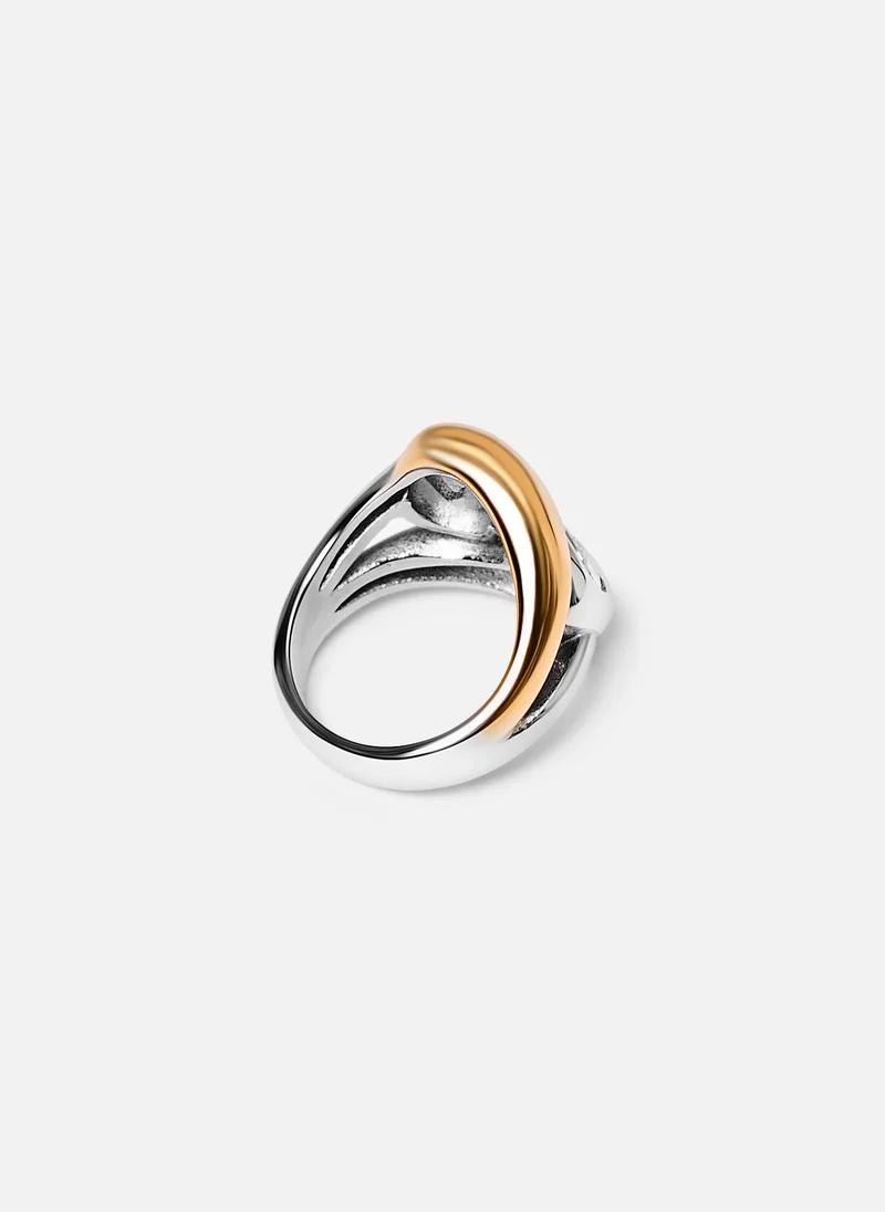 Lichi  Two metal accent ring with large rhinestones for Women | Best Price UAE