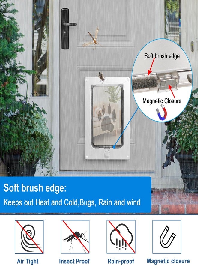 CEESC باب للقطط والكلاب من سيسك، مناسب للحيوانات الأليفة حتى وزن 20 رطلاً، مقاوم للعوامل الجوية، متين، مزود بلوحة إغلاق سهلة التركيب، مناسب للأبواب الداخلية والخارجية (أبيض صغير) - Image 3