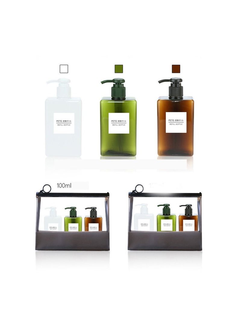 3 pcs Soap Dispenser Bottle Bathroom Shampoo Bottle Press Type Lotion Body Soap Empty Bottle Set Travel Tools 100ML  - Image 2