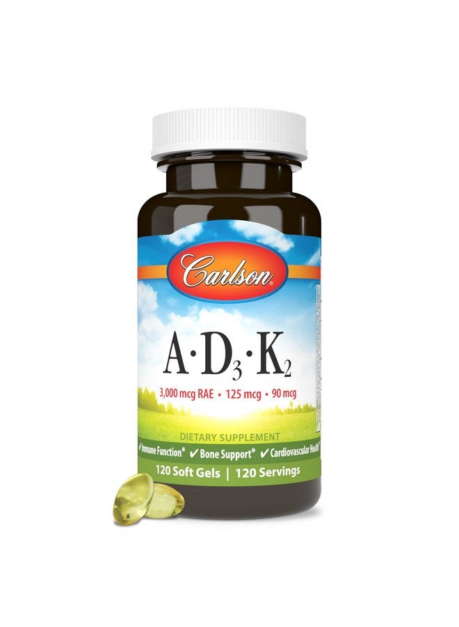 Carlson - Vitamins A, D3, K2, 3000 mcg RAE Vitamin A, 125 mcg Vitamin D3, 90 mcg Vitamin K2 as MK-7, Bone Building, Calcium Utilization, 120 Soft Gels - Image 5