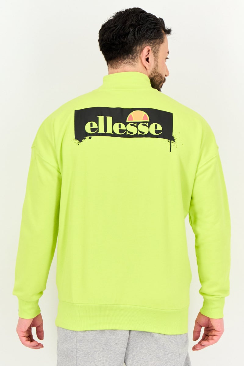 Ellesse Men Sportswear Fit Long Sleeve Outdoor Sweatshirt, Lime Green - Image 2