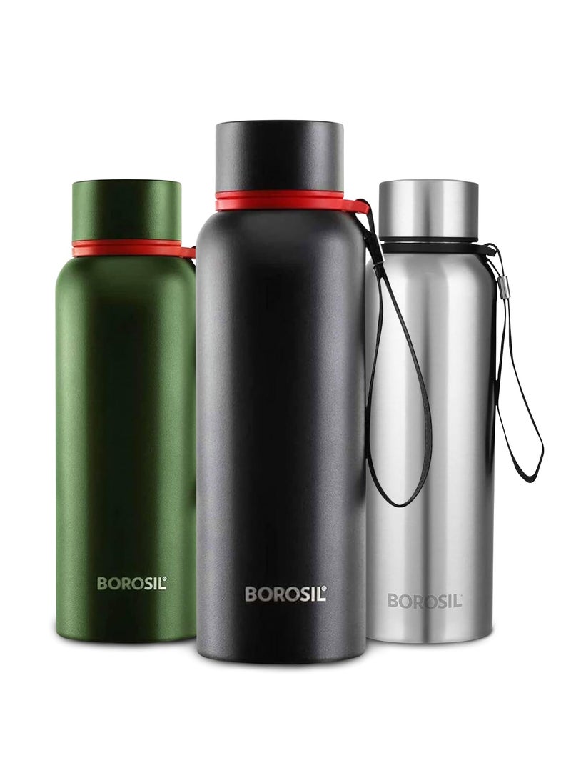 BOROSIL Borosil Hydra Trek 700 ml Stainless Steel Water Bottle | Double Wall Vacuum Insulated Flask, Black | 20 Hours Hot & 24 Hours Cold | Ideal for Personal & Corporate Gifting | 1 Year Warranty  - Image 1