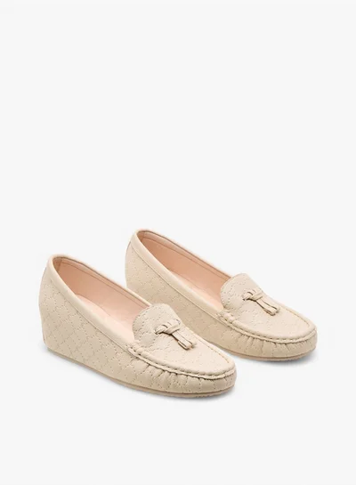 Le Confort Monogram Embossed Moccasins with Wedge Heels