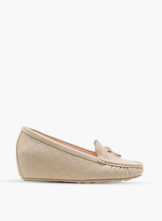Le Confort Monogram Embossed Moccasins with Wedge Heels - Image 1