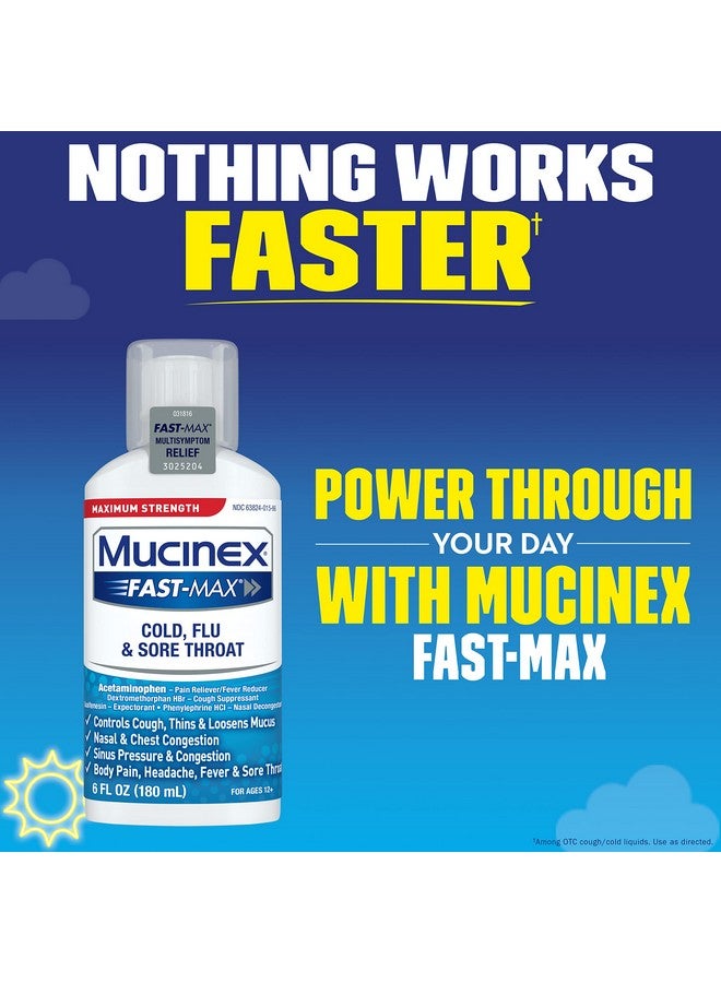 Mucinex Fast-Max Maximum Strength Cold, Flu, & Sore Throat Liquid, 6oz - Image 5