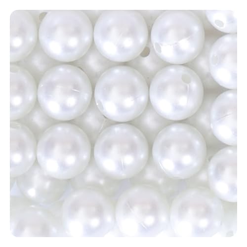 Ambitieux 14mm White Pearl Beads for Jewelry Making (60Pcs) | DIY Craft Beads for Bracelet, Necklace & Art Projects | Premium Gloss Finish Plastic Beads for Decoration (14mm) - Image 3