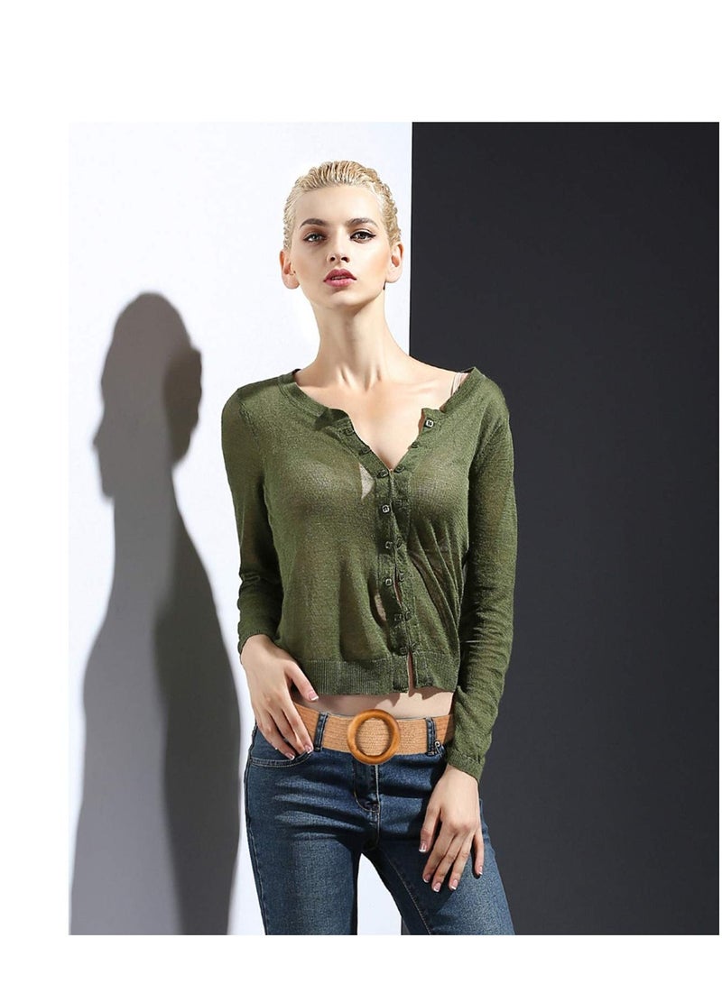 Excefore حزام نسائي، حزام نسائي منسوج من القش العريض المرن، حزام خصر بإبزيم خشبي، مناسب للفساتين وتزيين التنورة والموضة والمظهر الجيد - Image 3