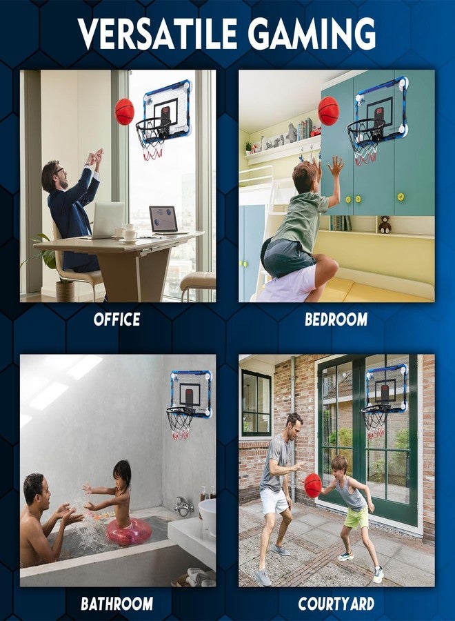 BOHEN Indoor Mini Basketball Hoops with Powerful Suction Cup, Stick to Windows, Wooden Doors, Smooth Walls - Basketball Backboard Toy Indoor Bedroom Office for Kids Teens Adults (Blue Scorer) - Image 5