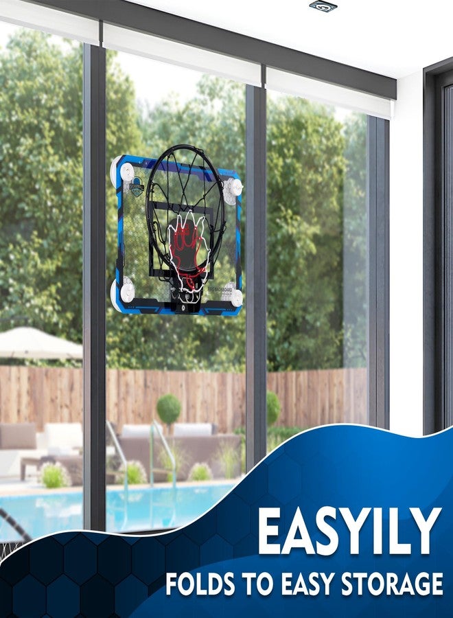 BOHEN Indoor Mini Basketball Hoops with Powerful Suction Cup, Stick to Windows, Wooden Doors, Smooth Walls - Basketball Backboard Toy Indoor Bedroom Office for Kids Teens Adults (Blue Scorer) - Image 4