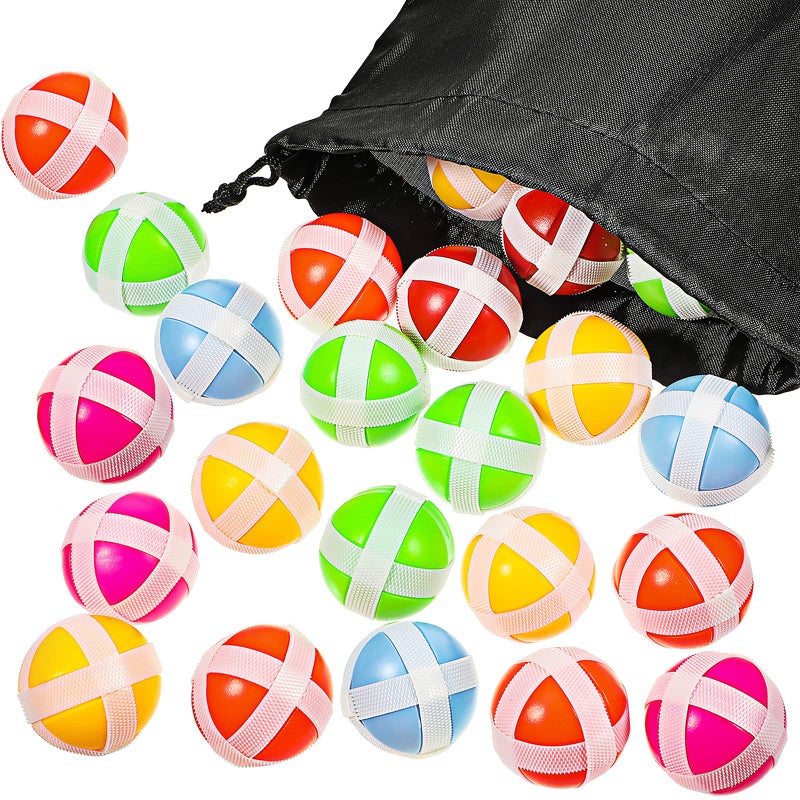 Skylety 30 Pieces Sticky Balls for Fabric Dart Board for Kids, Dart Hook and Loop Balls with Storage Bag, Safe Darts Game Accessories for Adults and Kids Indoor Outdoor Party Games, 6 Colors - Image 1