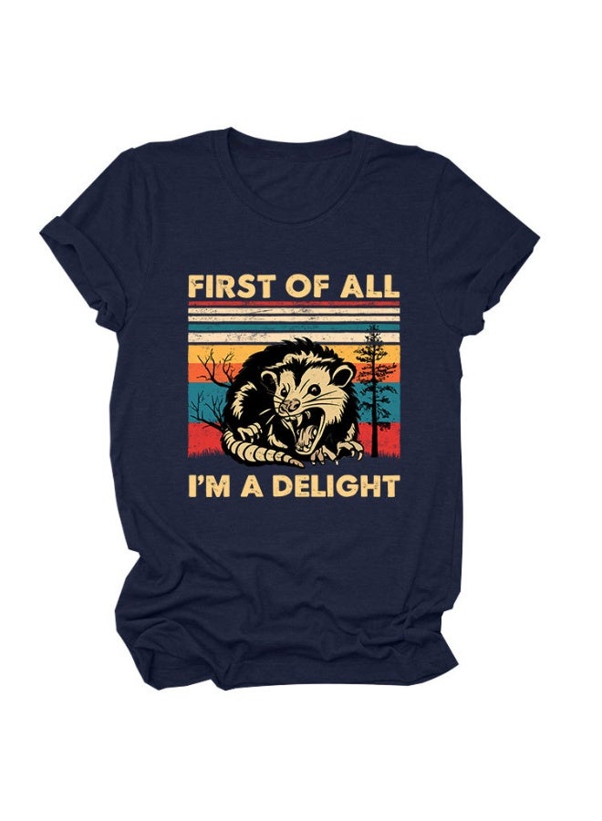Fashion 'FIRST OF ALL I'M A DELIGHT' Printed Women's Round-neck Short-sleeved Summer Comfortable T-shirt - Image 1