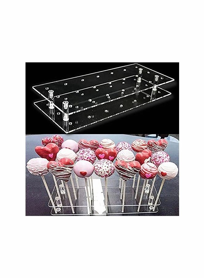 Y&D Cake Pop Display Stand, 21 Hole Clear Acrylic Lollipop Holder Weddings - Image 1