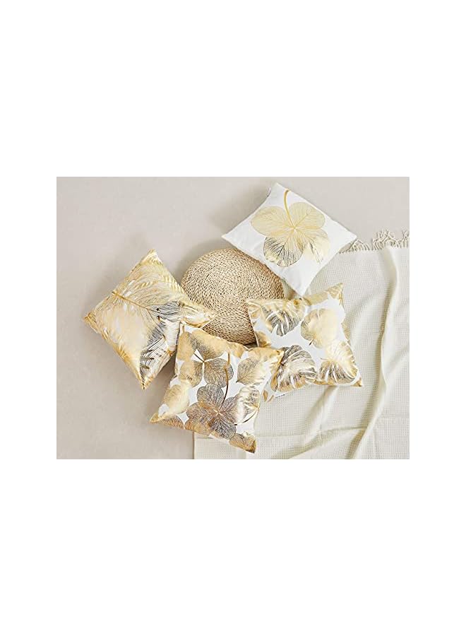 SYOSI Throw Pillow Case Cushion Cover Gold Stamping Leaves 18x18 inches, Set of 4 Square Throw Pillow Cover Protector Cushion Covers Pillowcase Home Decor Decorations for Sofa Couch Bed Chair Car - Image 5