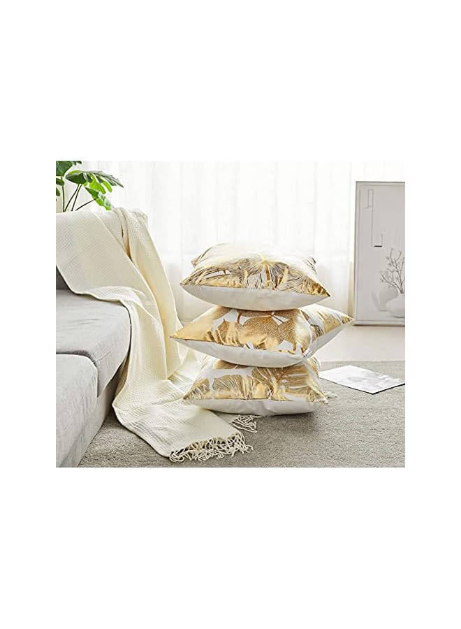 SYOSI Throw Pillow Case Cushion Cover Gold Stamping Leaves 18x18 inches, Set of 4 Square Throw Pillow Cover Protector Cushion Covers Pillowcase Home Decor Decorations for Sofa Couch Bed Chair Car - Image 3