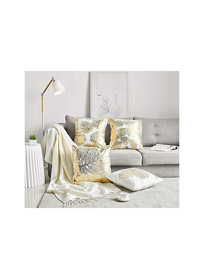 SYOSI Throw Pillow Case Cushion Cover Gold Stamping Leaves 18x18 inches, Set of 4 Square Throw Pillow Cover Protector Cushion Covers Pillowcase Home Decor Decorations for Sofa Couch Bed Chair Car - Image 2