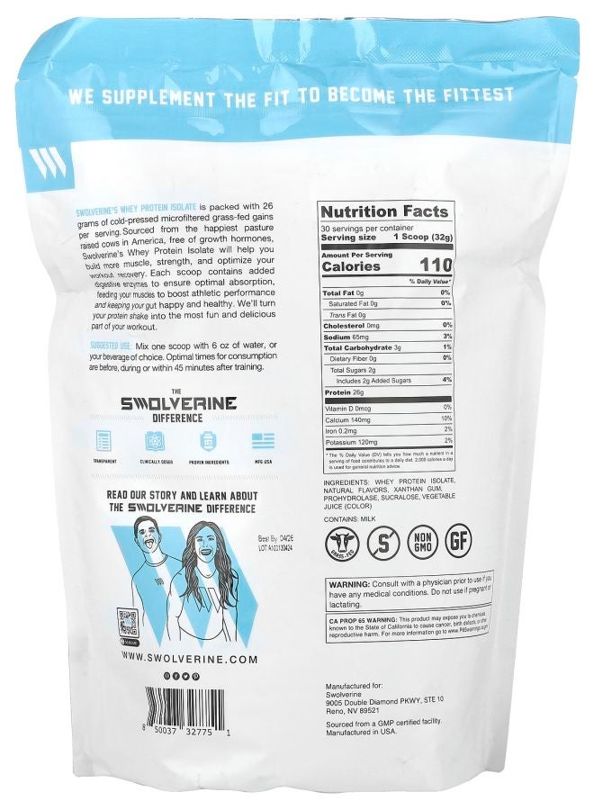 Swolverine Whey Isolate Strawberry 2.11 lb (960 g) - Image 2